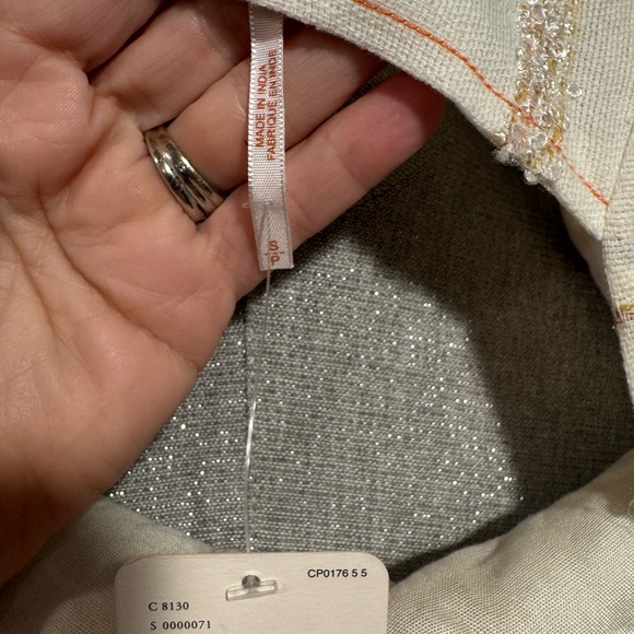 Free People fringed creme/pink cactus mini flowers Women's V-Neck dress Sz S - Picture 8 of 8